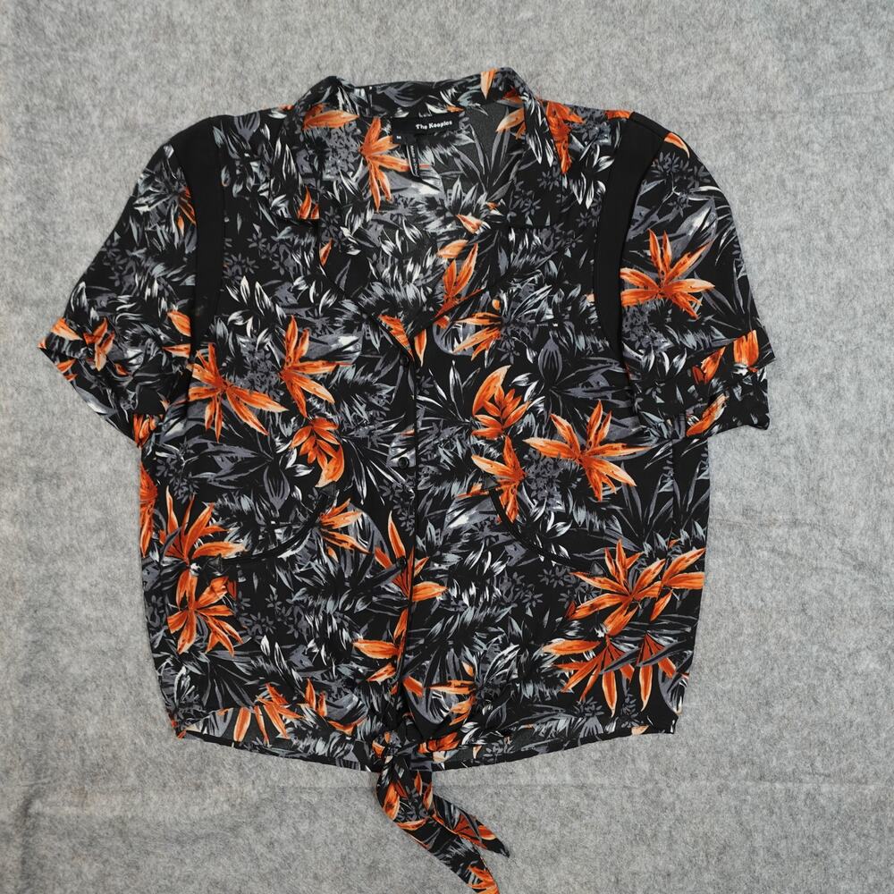 The Kooples Top Womens Medium Cropped Boxy Palm Tropical Beach Vacation Hawaiian